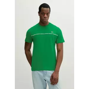 Lacoste tricou din bumbac barbati, culoarea verde, neted, TH9842 imagine