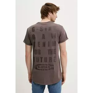 G-Star tricou din bumbac bărbați, culoarea maro, uni, D25971-2653 imagine