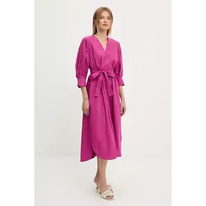 Answear Lab rochie din bumbac culoarea negru, midi, evazată imagine