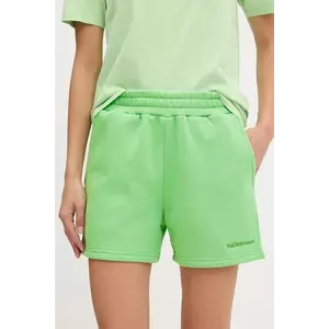 Peak Performance pantaloni scurti culoarea alb, neted, high waist imagine