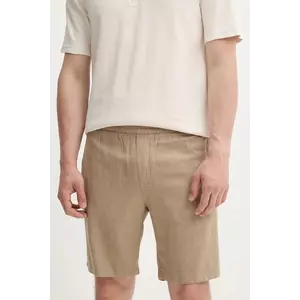 Samsoe Samsoe pantaloni scurți din in SMITH culoarea bleumarin, M21200050 imagine