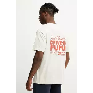 Puma tricou din bumbac culoarea bej, cu imprimeu, 629633 imagine