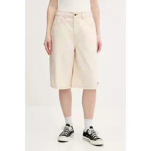 Dickies pantaloni scurți din bumbac culoarea bej, uni, high waist, DK0A4Z85F901 imagine