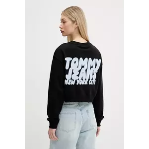 Tommy Jeans hanorac de bumbac culoarea negru, cu imprimeu, DW0DW21345 imagine