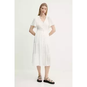 Superdry rochie culoarea alb, midi, evazată, W8011891A-71D imagine