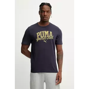 Puma tricou din bumbac culoarea bleumarin, cu imprimeu, 684643 imagine