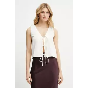 Marella bluză din amestec de in ISOlână culoarea bej, cu imprimeu, 2513161014200 imagine