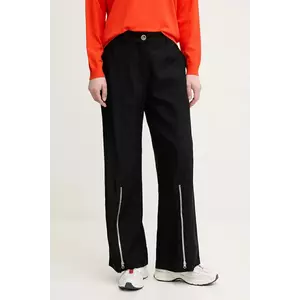 Sisley pantaloni culoarea negru, drept, high waist, 47ICLF06O imagine