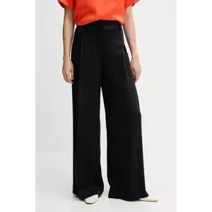 Sisley pantaloni culoarea negru, lat, high waist, 4V7PLF06N imagine