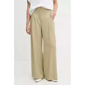 Sisley pantaloni culoarea verde, lat, high waist, 4V7PLF06N imagine