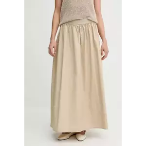 United Colors of Benetton fustă din bumbac culoarea bej, maxi, evazati, 4TPUD004I imagine