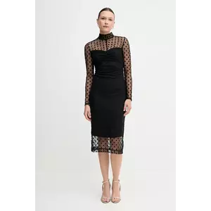 Sisley rochie culoarea negru, midi, mulată, 4S3DLV071 imagine