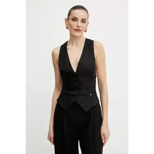 Elisabetta Franchi vestă de in culoarea negru, un singur rand de nasturi, GL00552E2 imagine