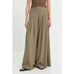 Answear Lab pantaloni culoarea verde, lat, high waist imagine