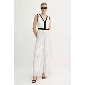 Morgan salopetă PLISMA culoarea alb, cu decolteu in v, PLISMA imagine