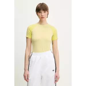 adidas Originals tricou 3-Stripes culoarea galben, JC6679 imagine