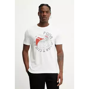 Puma tricou din bumbac GRAPHICS Execution culoarea alb, cu imprimeu, 684833 imagine