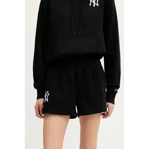 New Era pantaloni scurți culoarea negru, cu imprimeu, high waist, 60564909 imagine