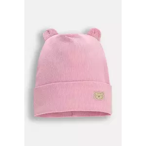 Coccodrillo căciulă culoarea roz, bumbac, din tesatura uni, BASIC ACCESSORIES imagine