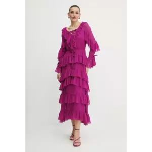 Luisa Spagnoli rochie culoarea roz, maxi, evazată, 541979 imagine