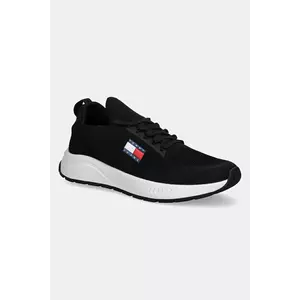 Tommy Jeans sneakers RUNNER KNTITTED bărbați, culoarea negru, EM0EM01555 imagine