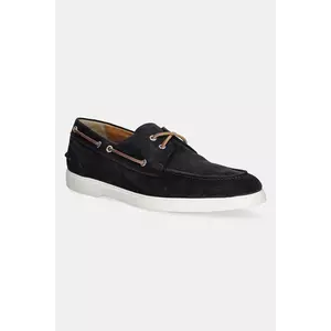 Baldinini mocasini din piele intoarsa barbati, culoarea bleumarin, U5E111P1CROS imagine