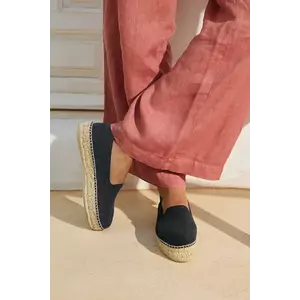 Manebi espadrile din piele întoarsă Hamptons Double Sole Espadrilles femei, culoarea negru, cu platforma, K 1.5 D0 imagine