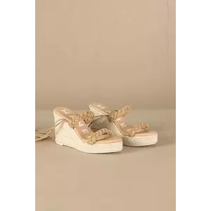 Manebi sandale din piele întoarsă Hamptons Two Braided Bands Wedge Espadrilles culoarea bej, M 1.1 WE imagine