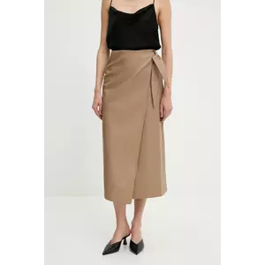 Answear Lab fustă culoarea bej, midi, drept imagine