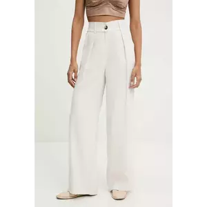 Answear Lab pantaloni culoarea bej, lat, high waist imagine