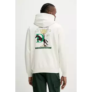 Drôle de Monsieur hanorac de bumbac Le Hoodie Polo culoarea bej, cu glugă, cu imprimeu, G-HO178-CO200-OW imagine