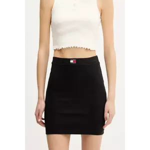 Tommy Jeans fustă culoarea negru, mini, drept, DW0DW20671 imagine