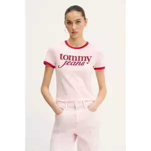 Tommy Jeans tricou din bumbac culoarea roz, DW0DW20631 imagine