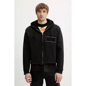 BLUEMARBLE hanorac de bumbac culoarea negru, cu glugă, cu imprimeu, HO19.FL05BA25 imagine