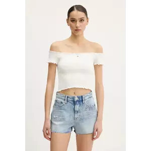 Tommy Jeans bluză culoarea alb, uni, DW0DW20238 imagine