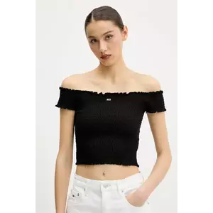 Tommy Jeans bluză culoarea negru, uni, DW0DW20238 imagine