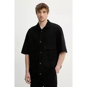 BARENA VENEZIA cămașă din amestec de in Camicia Mola culoarea bleumarin, cu guler clasic, relaxed, OSU5069.2768 imagine