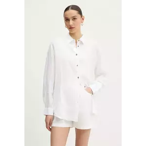 Superdry cămașă de in culoarea bej, cu guler clasic, regular, W4010463A-01C imagine