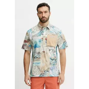 Columbia tricou polo Cove Beach culoarea bej, cu imprimeu, 2126491 imagine