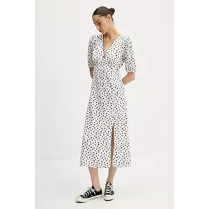 Tommy Jeans rochie culoarea bej, midi, dreaptă, DW0DW20336 imagine