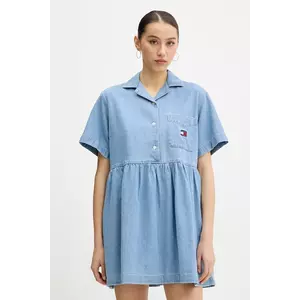 Tommy Jeans rochie din denim mini, evazată, DW0DW20372 imagine