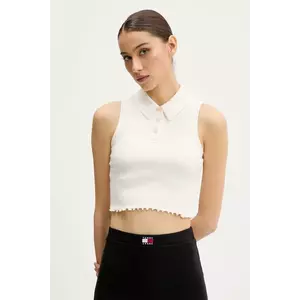 Tommy Jeans top culoarea bej, DW0DW20295 imagine