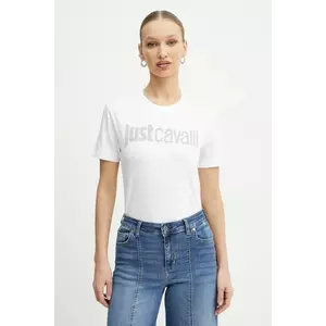 Just Cavalli tricou din bumbac culoarea alb, 78PAHE12 CJ110 imagine