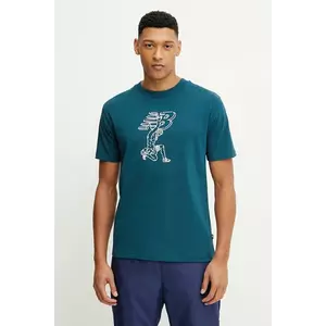 New Balance tricou din bumbac culoarea turcoaz, cu imprimeu, MT51978DOE imagine