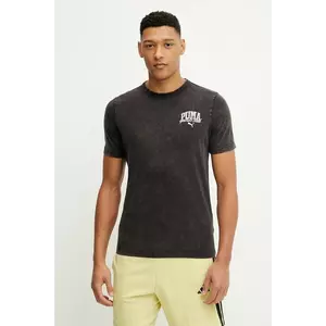 Puma tricou din bumbac culoarea negru, cu imprimeu, 684640 imagine