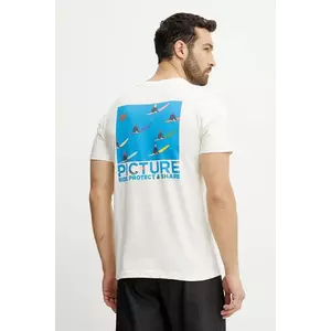 Picture tricou din bumbac Simon Bailly 1 culoarea bej, cu imprimeu, MTS1251 imagine