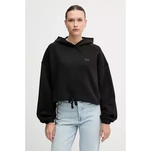 Tommy Jeans hanorac de bumbac culoarea negru, cu glugă, uni, DW0DW20314 imagine