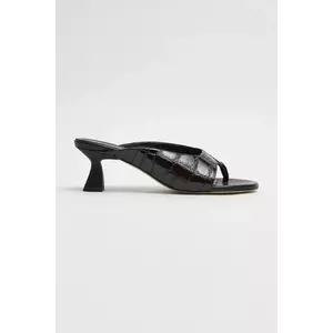 Miista papuci de piele Palmira culoarea negru, cu toc drept, E8_3590 imagine