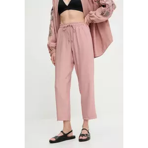 Answear Lab pantaloni culoarea roz, drept, high waist imagine