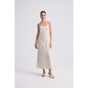 Answear Lab rochie din bumbac culoarea bej, maxi, evazată imagine